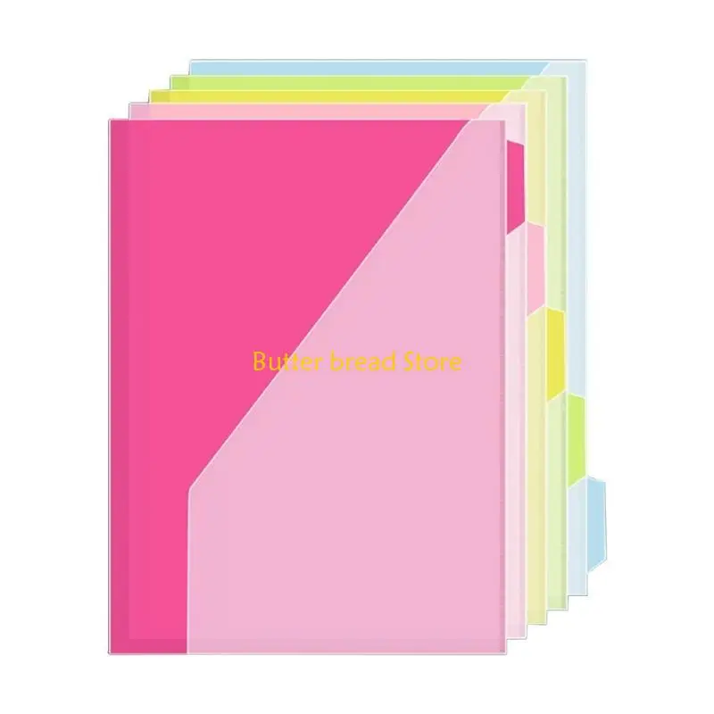 W89C 5 Pcs 3 Holes File Folders Document Organizers Plastic Dividers for School