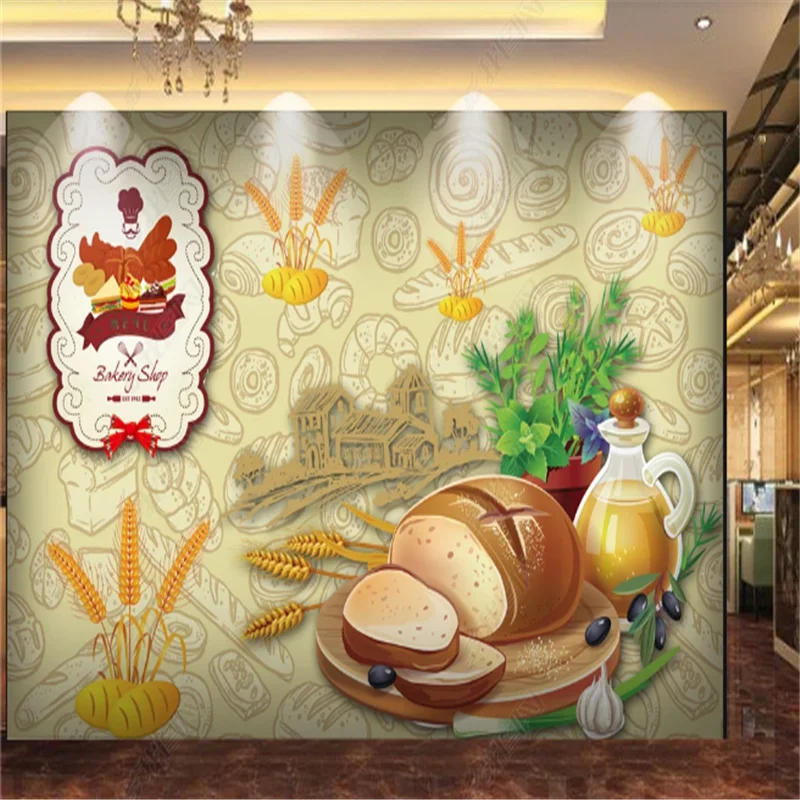 Pastry Bakery Dessert Western Food Breakfast Mural Wallpapers Industrial Decor Snack Bar Background Wall Paper Papel De Parede