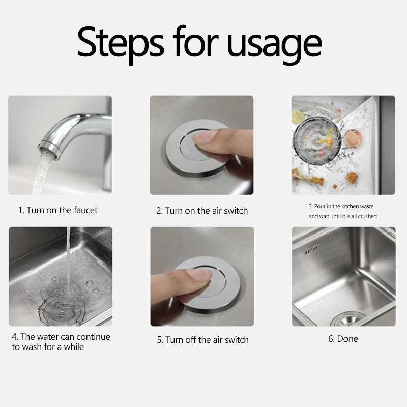 TABELL-Unidad de eliminación de residuos de alimentos, interruptor de aire, trituradora de residuos de alimentos silenciosa, procesador de residuos de alimentos continuo, electrodoméstico para cocina, 560W