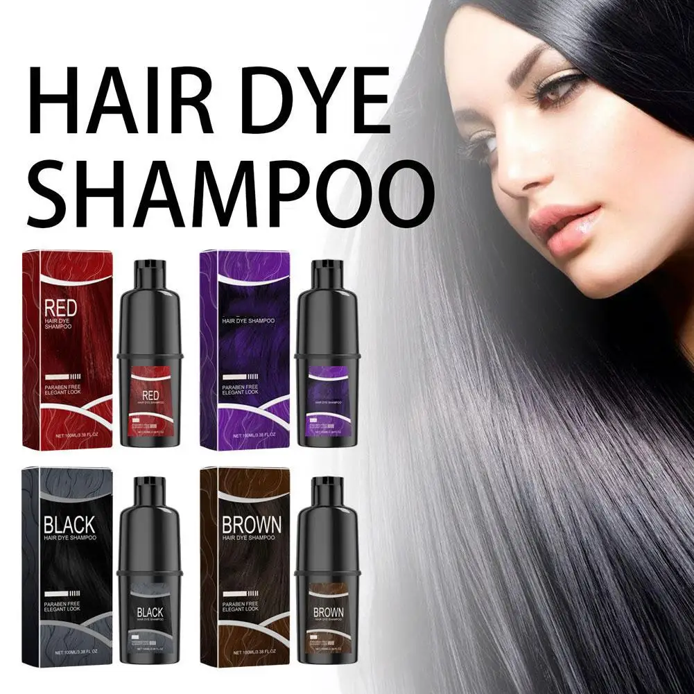100ml Natural Herbal Hair Dye Shampoo 3 In 1 Hair Color Shampoo For Gary Hair Dark Brown Black For Women Men Coverage Q0x2 image 2