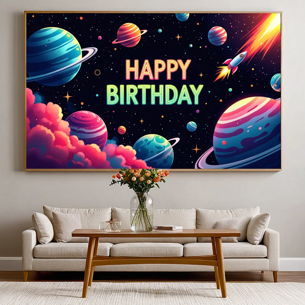 Starry Birthday decor Celestial Decorative Themed Birthday banner Vibrant Party decoration  for Event