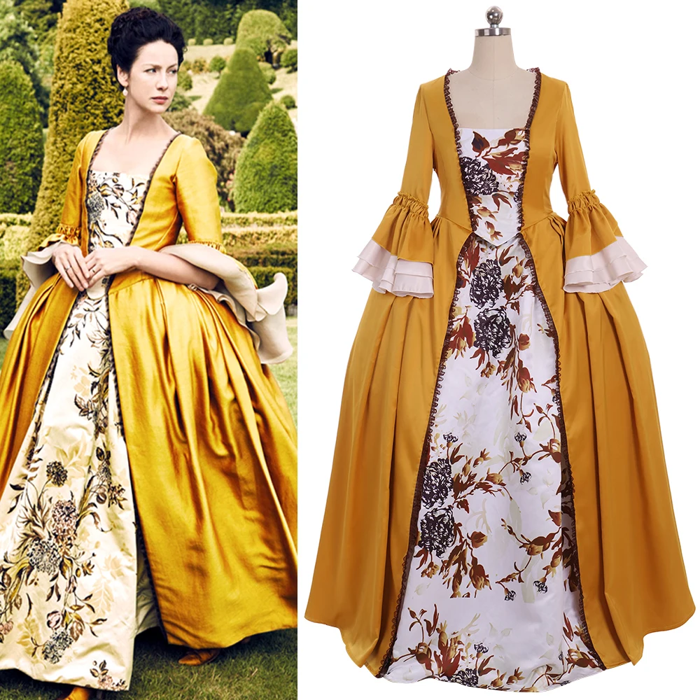 

Outlander Claire Randall Dress Cosplay Costume Women's Scottish Highland Rococo Ball Gown Halloween Carnival Party Outfits