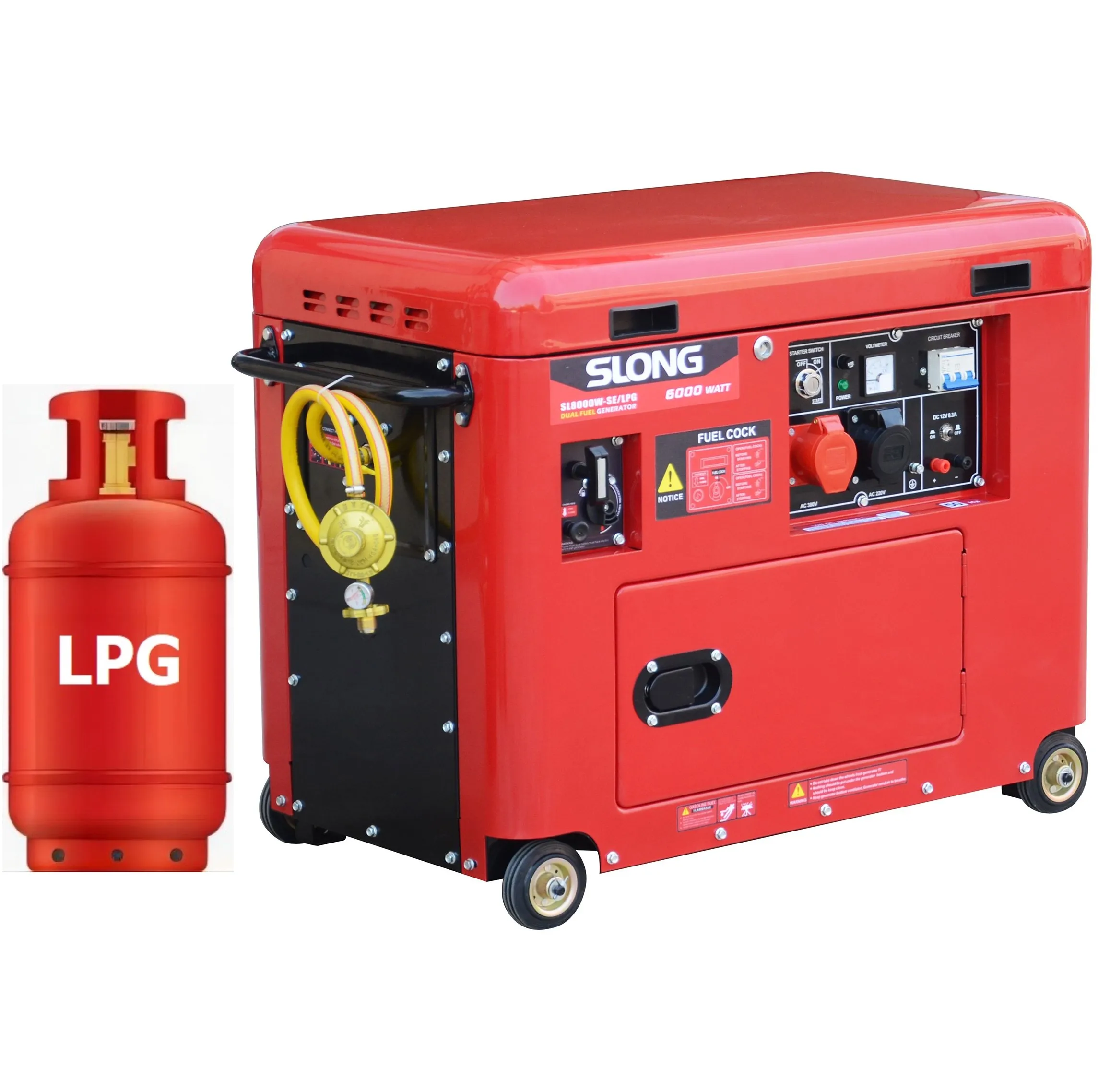 SLONG 8 kw 8000 watt Silent LPG Natural  home generators dual fuel generator