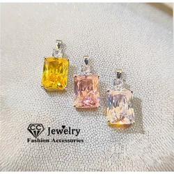 CC Pendants For Women No Chain Rectangle Necklace Pandent Pink Yellow White Color Wedding Fine Jewelry CCN289