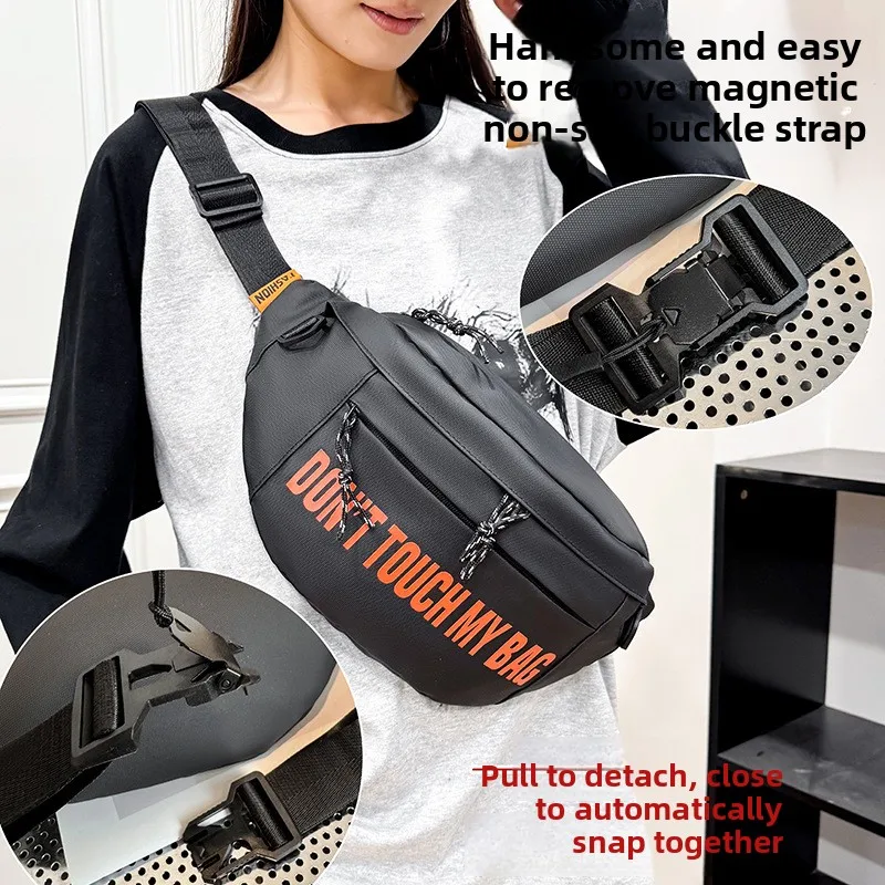 Multifunctional Cycling Crossbody Bag Oxford Cloth Letter Large Capacity Waist Bag Water Resistant Streetwear Shoulder Bag