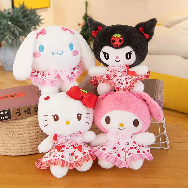 22-25cm Hello Kitty Kuromi Pillow KT Plush Toy Girls Soft Stuffed Animal Toys Heart My Melody Cinnamoroll Stuff Doll Gifts... ﻿