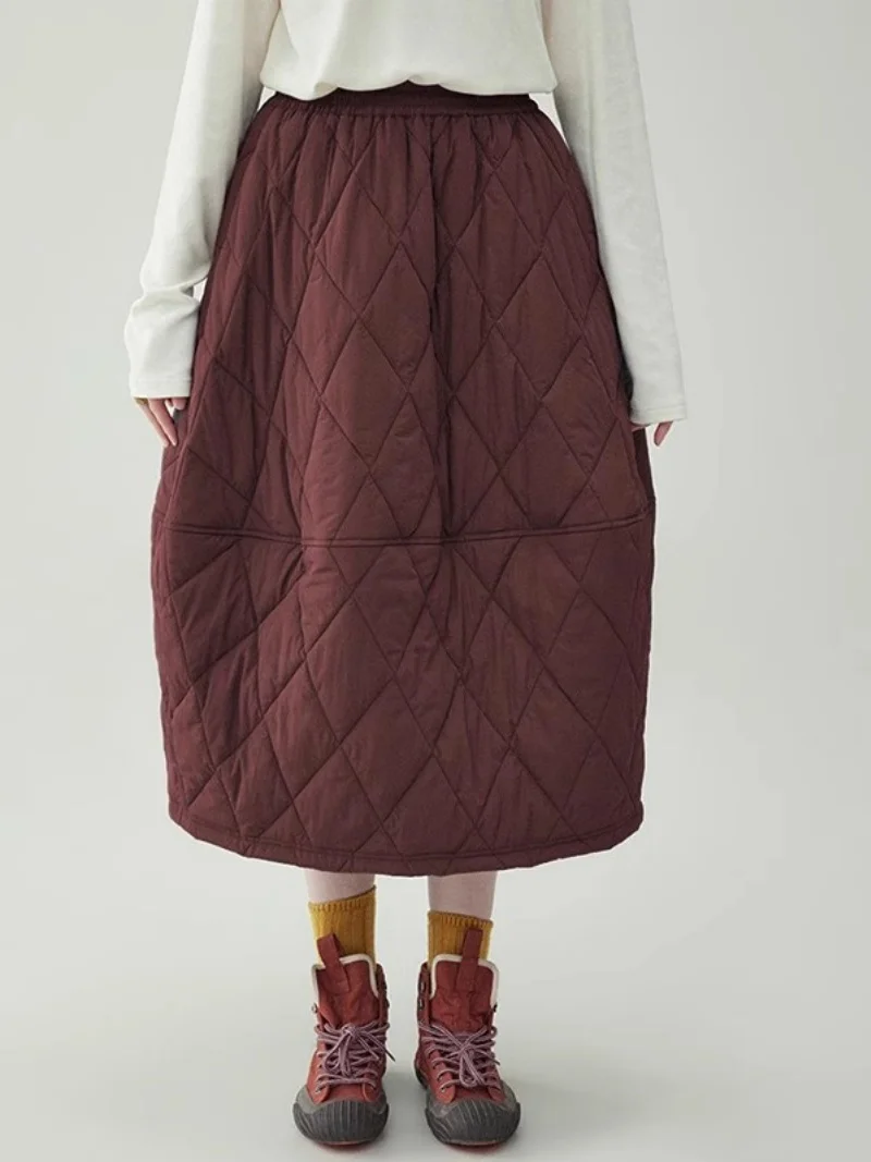 

2025 Winter New Large Size Korean High Waist Cotton Skirt For Women Loose And Versatile, A-line Medium Length Skirt w1236