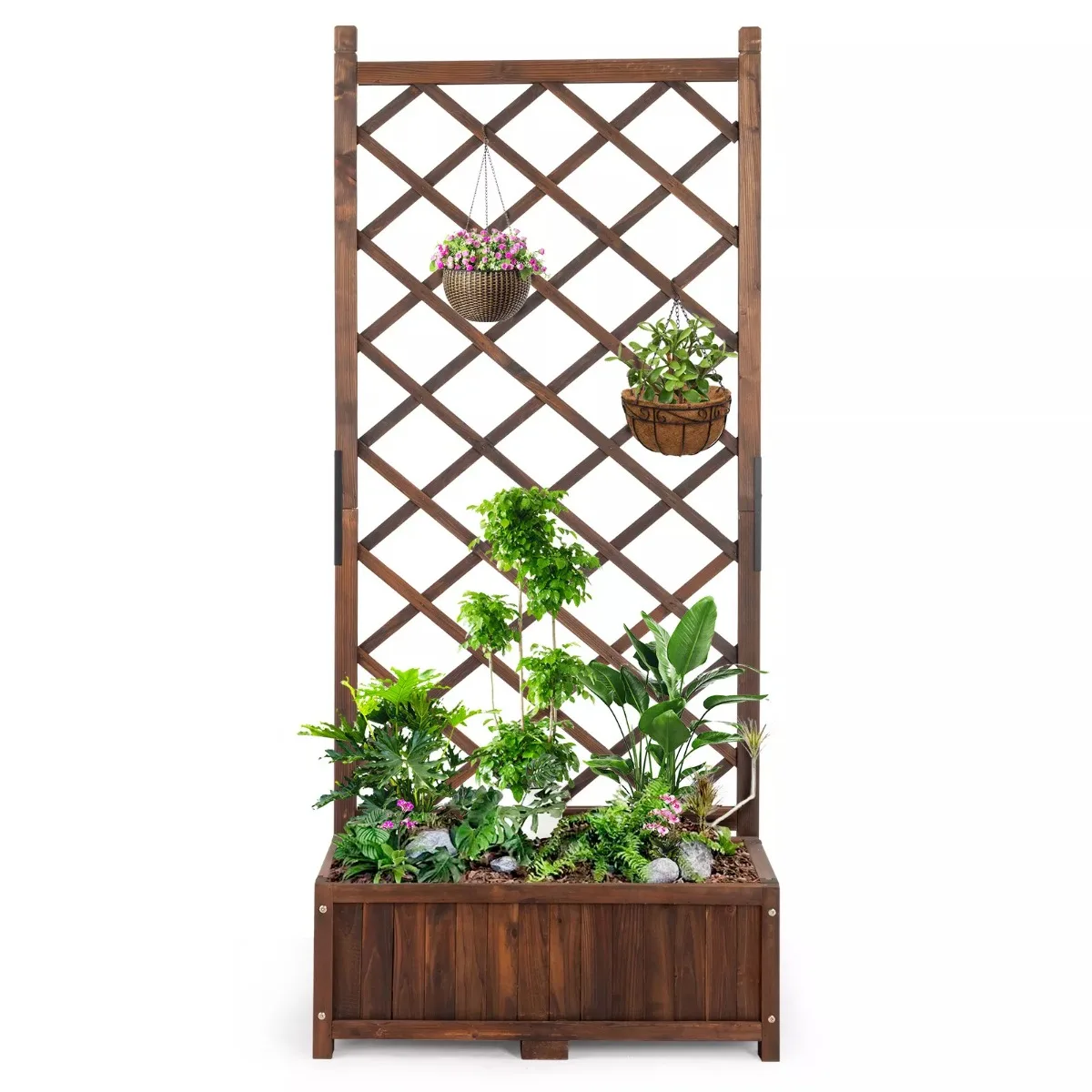 Vertical planter Outdoor Garden floral plaid plate 67 inches high