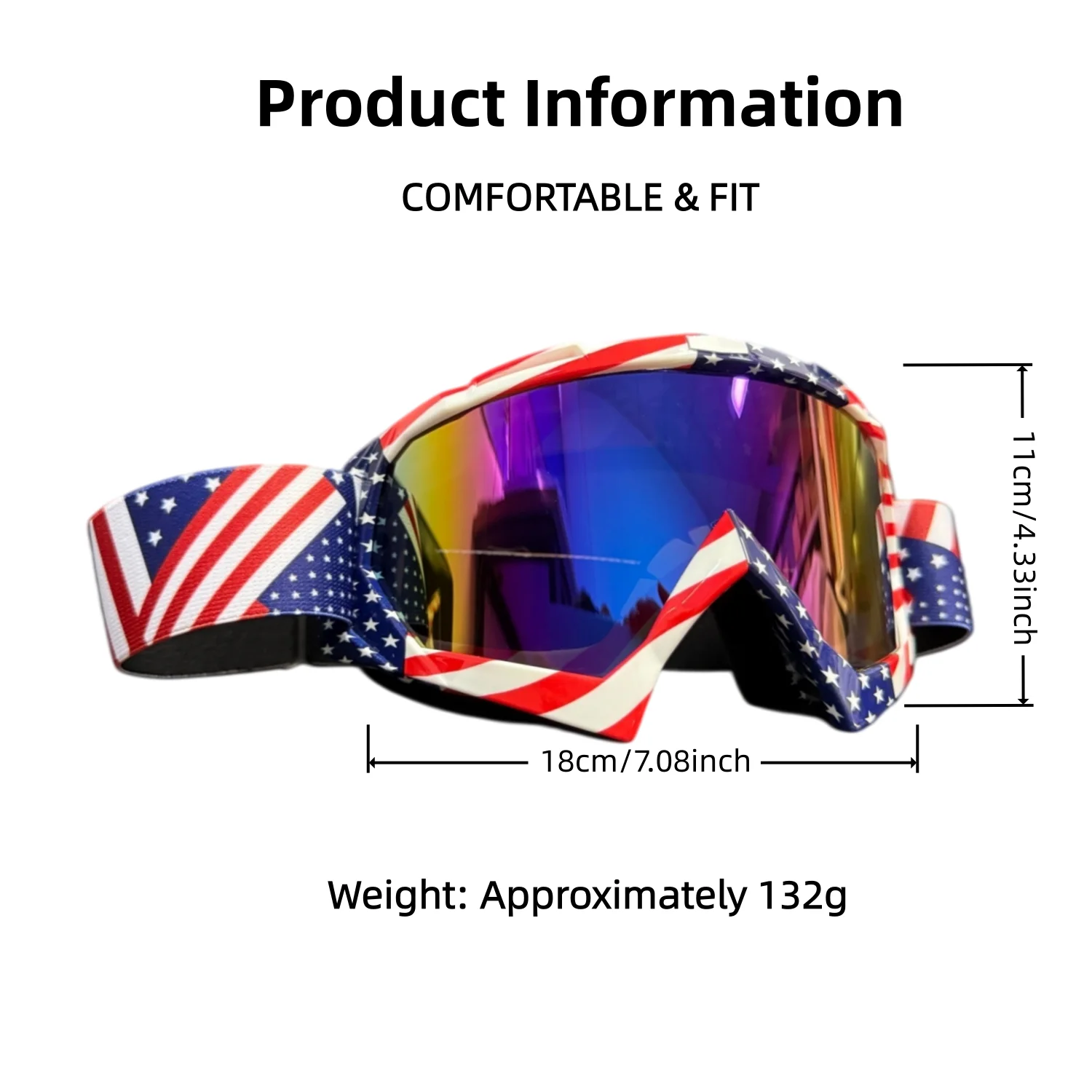 Off-Road Motorcycle Goggles for Riding & Skiing, HD UV400 Wind & Dust Proof, Helmet Compatible Eyewear for Outdoor Sports