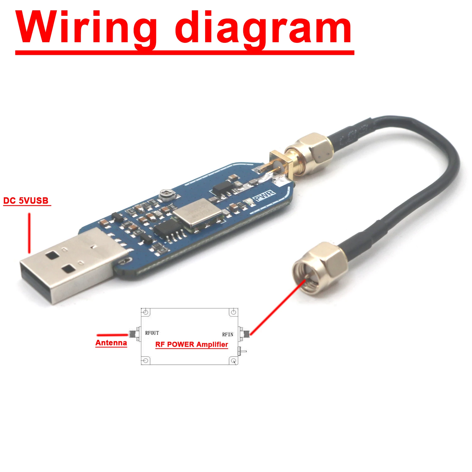 USB VOC RF Generator Quelle 700-800M 915M 1,5G 2,4Ghz 5,8Ghz F/WIFI BT FM Radio LORA Helium Miner Kommunikation POWER Verstärker