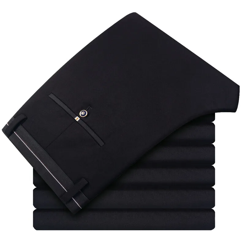 Stylish Summer Thin Solid Color Trousers Men's Clothing Business Casual Pockets Spliced Mid Waist Button Straight Suit Pants New