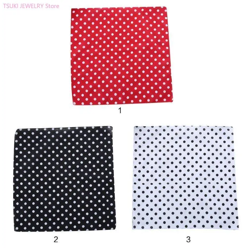 

62KE 55x55cm Women Unisex Vintage Large Polka Dot Square Scarf Cotton Sport for Head
