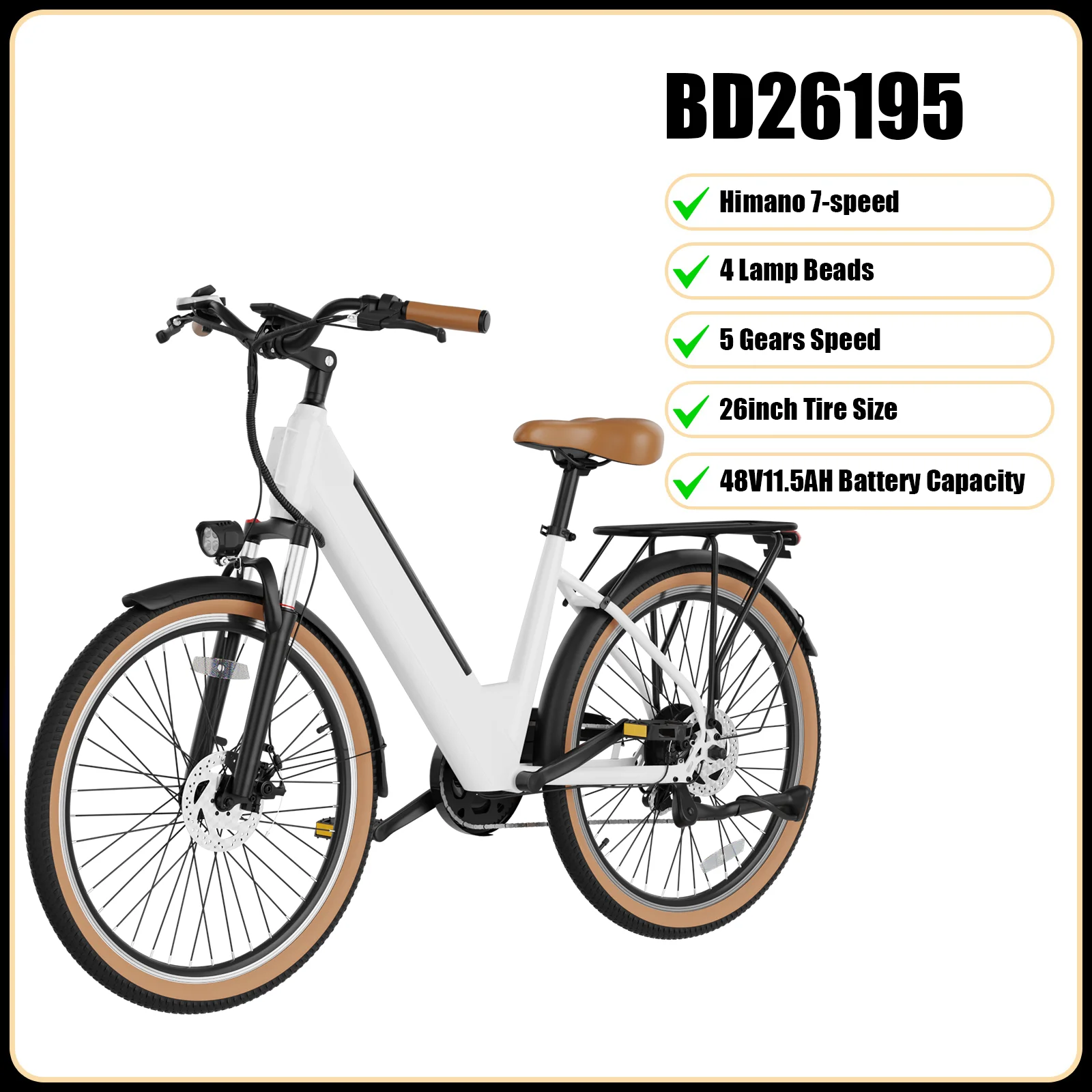 NIEUWE 2026 JUICEASE 48V Elektrische Fiets 26 Inch Off-Road Bandenmaat Slimme Elektrische Fiets 5 Versnellingen Snelheid Berg Stedelijke E-bike