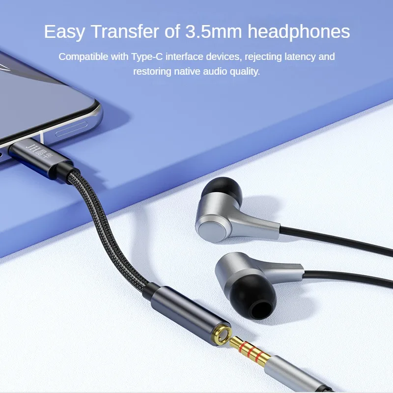 JH USB C to 3.5mm Female Audio Adapter, HiFi DAC Dongle for Calls, Music, Wired Control