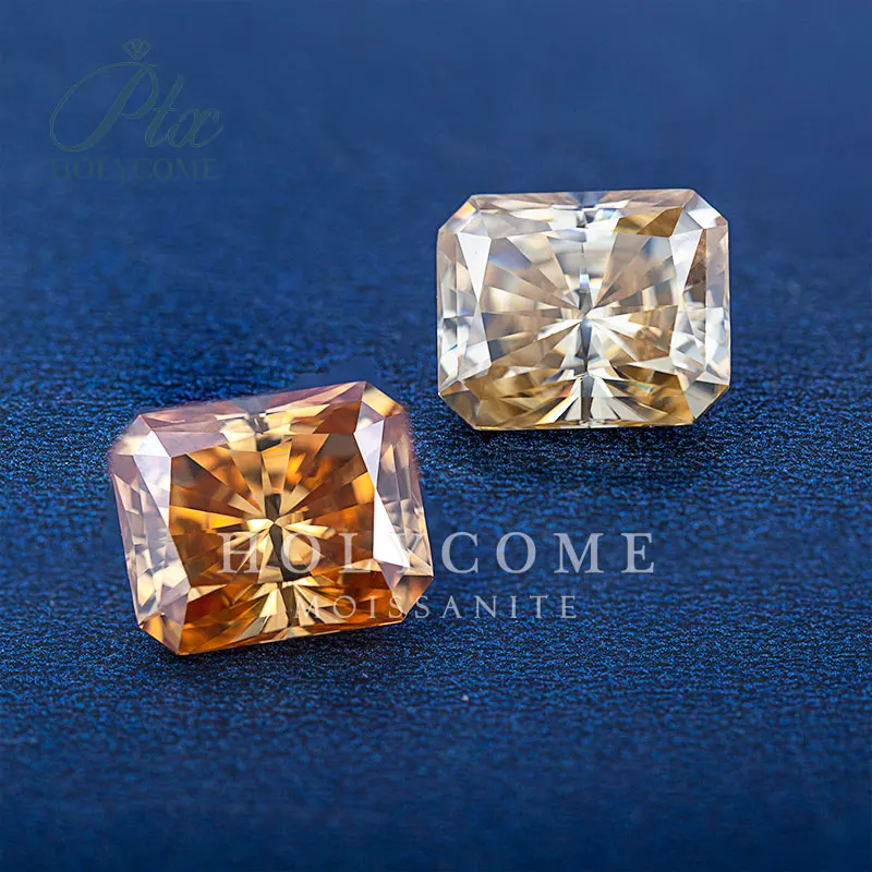 GRA Champagne Color Loose Moissanite Stone Brilliant cut Radiant Cut Gemstone VVS1 Pass Diamond Tester For Jewelry Gift Beads