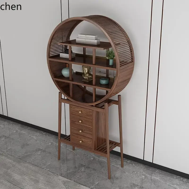 DSA solid wood bookshelf display rack Zen storage rack round cabinet Bogu rack partition