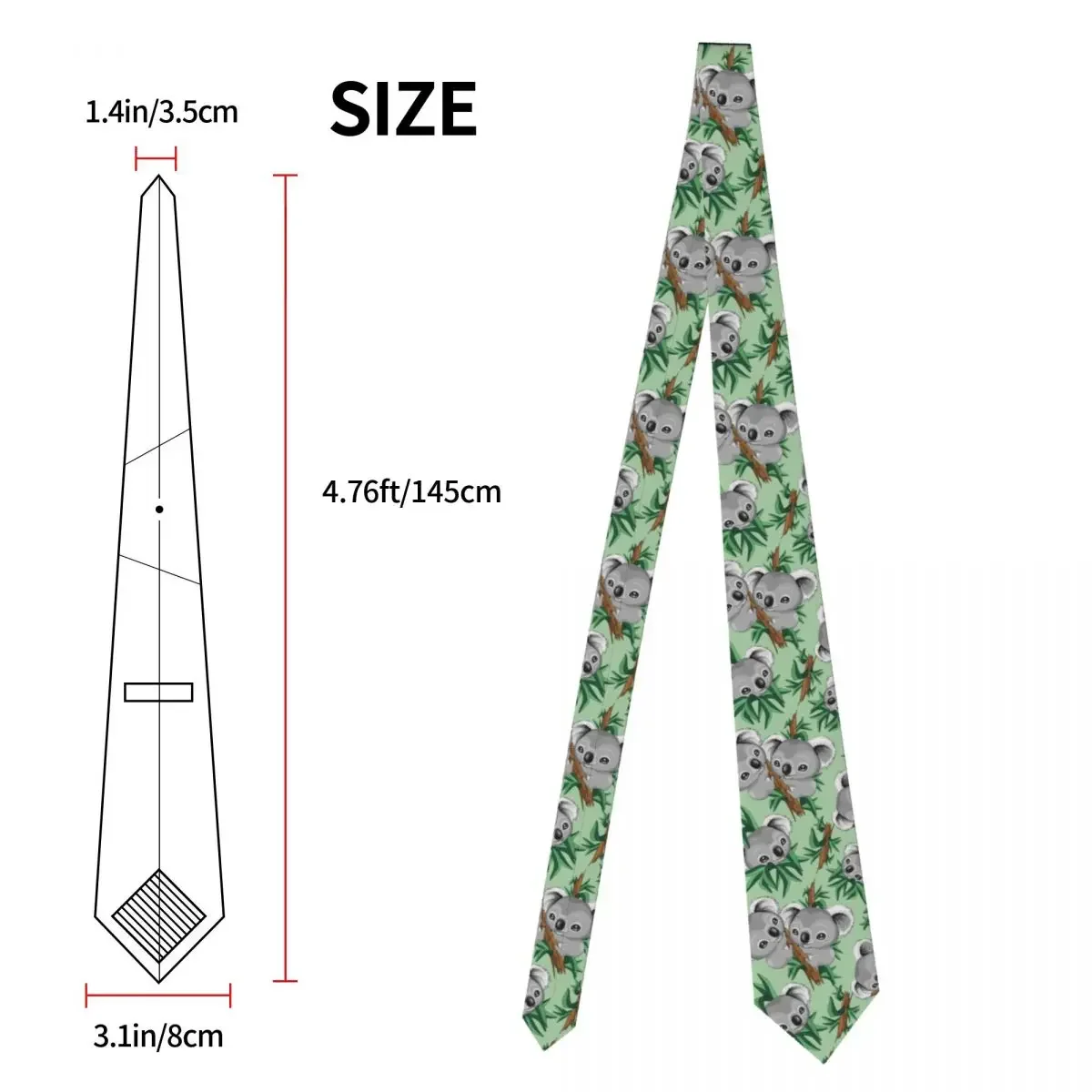 Koala Cute Neckties uomo donna poliestere 8 cm cravatta per uomo Slim Wide Shirt accessori Gravatas Cosplay puntelli