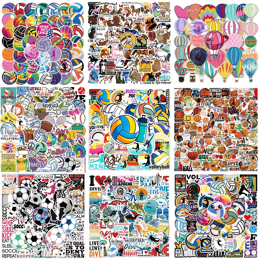 10/30/50PCS Cartoon Sports Stickers Series Creative Volleyball Graffiti Laptop Luggage Phone Helmet Guitar Decoration Wholesale