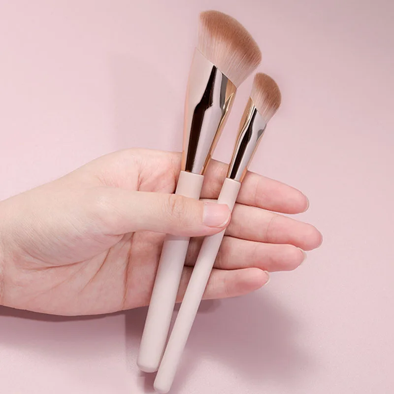 Karsyngirl 2Pcs Foundation Makeup Brush Oblique Head Liquid Foundation Concealer Blending Brushes Face Contour Beauty Tool