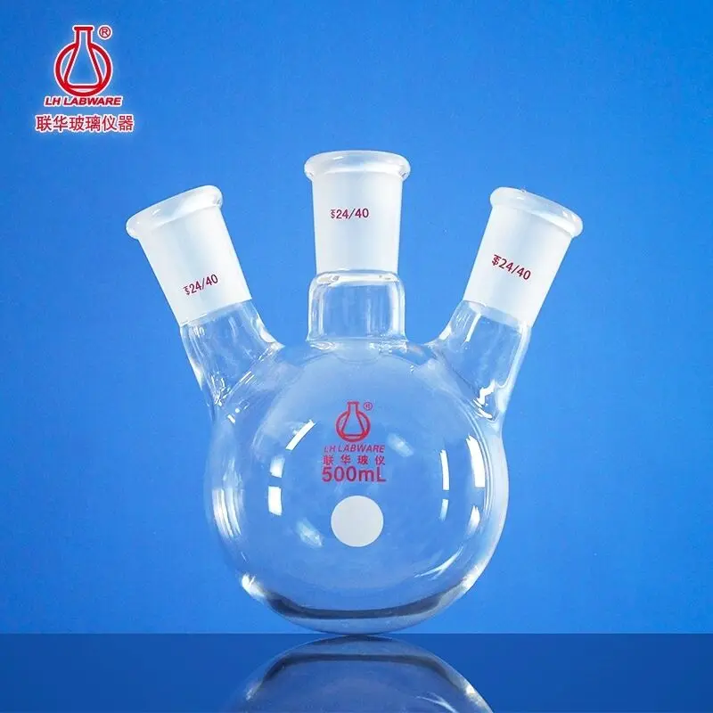 

LH LABWARE Oblique three-necked round bottom flask, Capacity 10mL/25mL/50mL/100mL, Borosilicate glass, LH-10