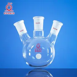LH LABWARE Oblique three-necked round bottom flask, Capacity 10mL/25mL/50mL/100mL, Borosilicate glass, LH-10