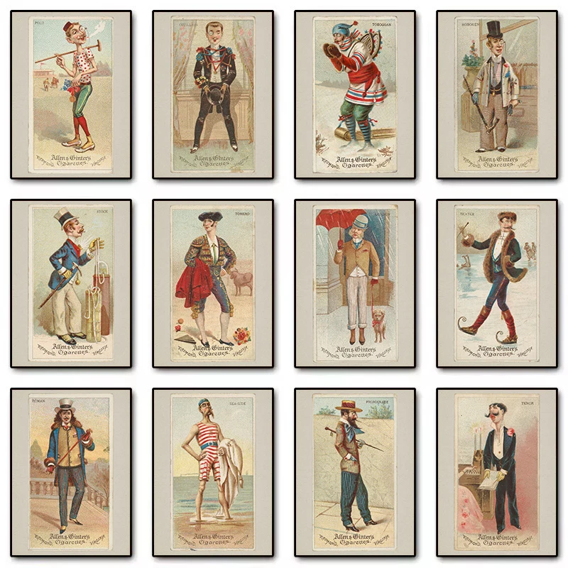 Vintage Victorian Era World Classic Costume Figure History Illustration Poster Canvas Painting Wall Art Pictures Home Decor