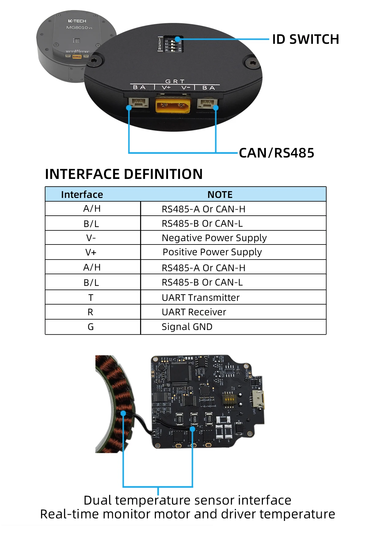 MG6012-i8v2(RMD-X6) 48 فولت كوكبي صغير تيار مستمر بدون فرش هيكل خارجي ذراع عزم دوران عالي محرك مشترك روبوت مع التشفير