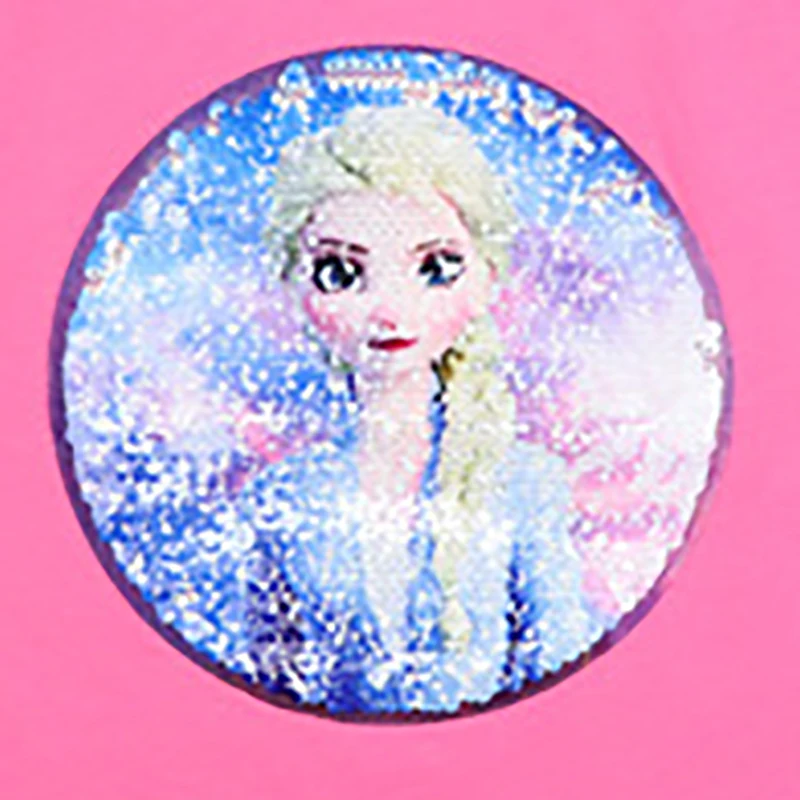 Halloween New Girls Sequin T Shirt Frozen Elsa pattern-changing Anna Sequined Girls Tops Tees Summer Kids Clothes