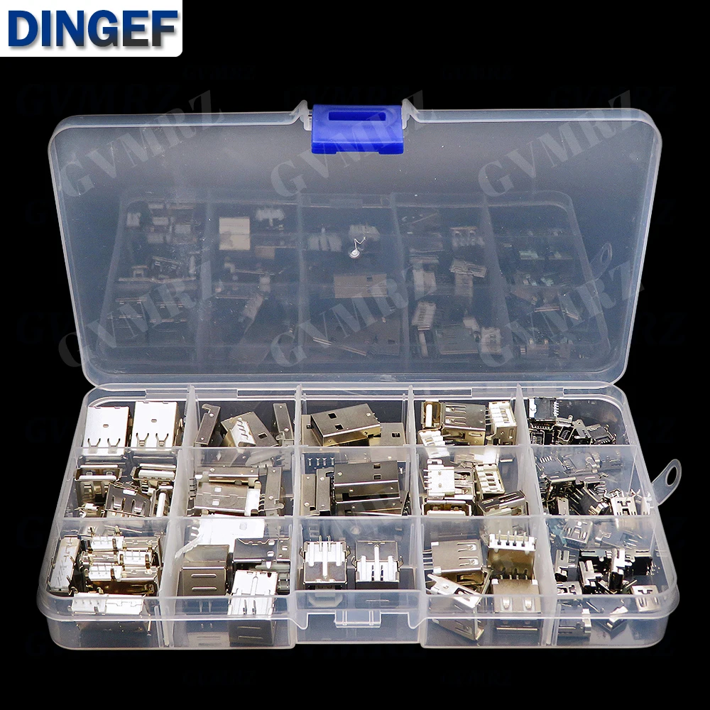 14Values 82PCS ขั้วต่อ USB Type A และ USB-B แบบมาตรฐาน ตัวเมีย สำหรับบัดกรี บนแผงวงจรพิมพ์ (PCB)  ชนิด USB-A และ USB-B