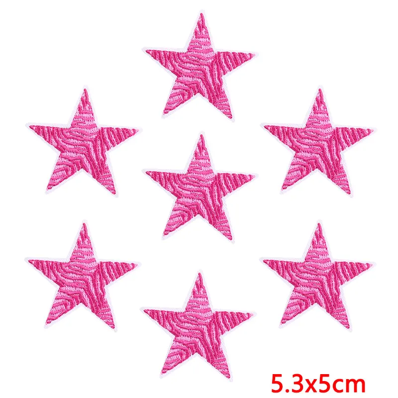 10Pcs/Lot  Cartoon Embroidered Patches for Clothing Pink Leopard Patch Iron on Patches on Clothes Hat Backpacks Stickers Diy