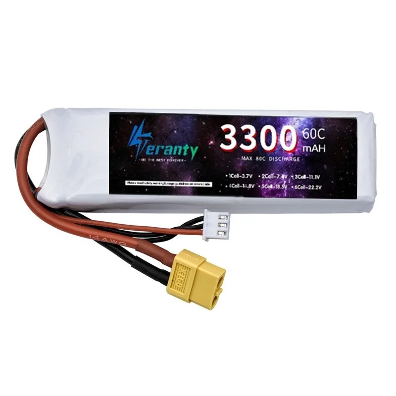 TERANTY 7.4v batteria al litio 2S 3300mAh 60C batteria Lipo per RC modello di auto da corsa droni barche aereo FPV con connettore XT60