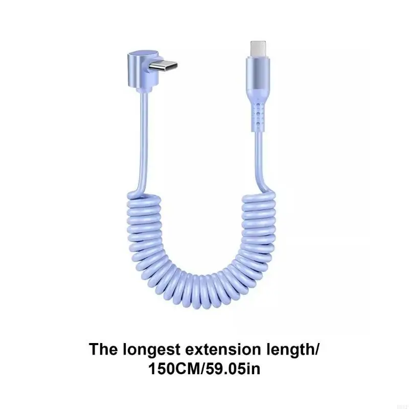 B0KF Coiled USB Type C Cable Efficient Data Transmission Extendable 150CM PD100W