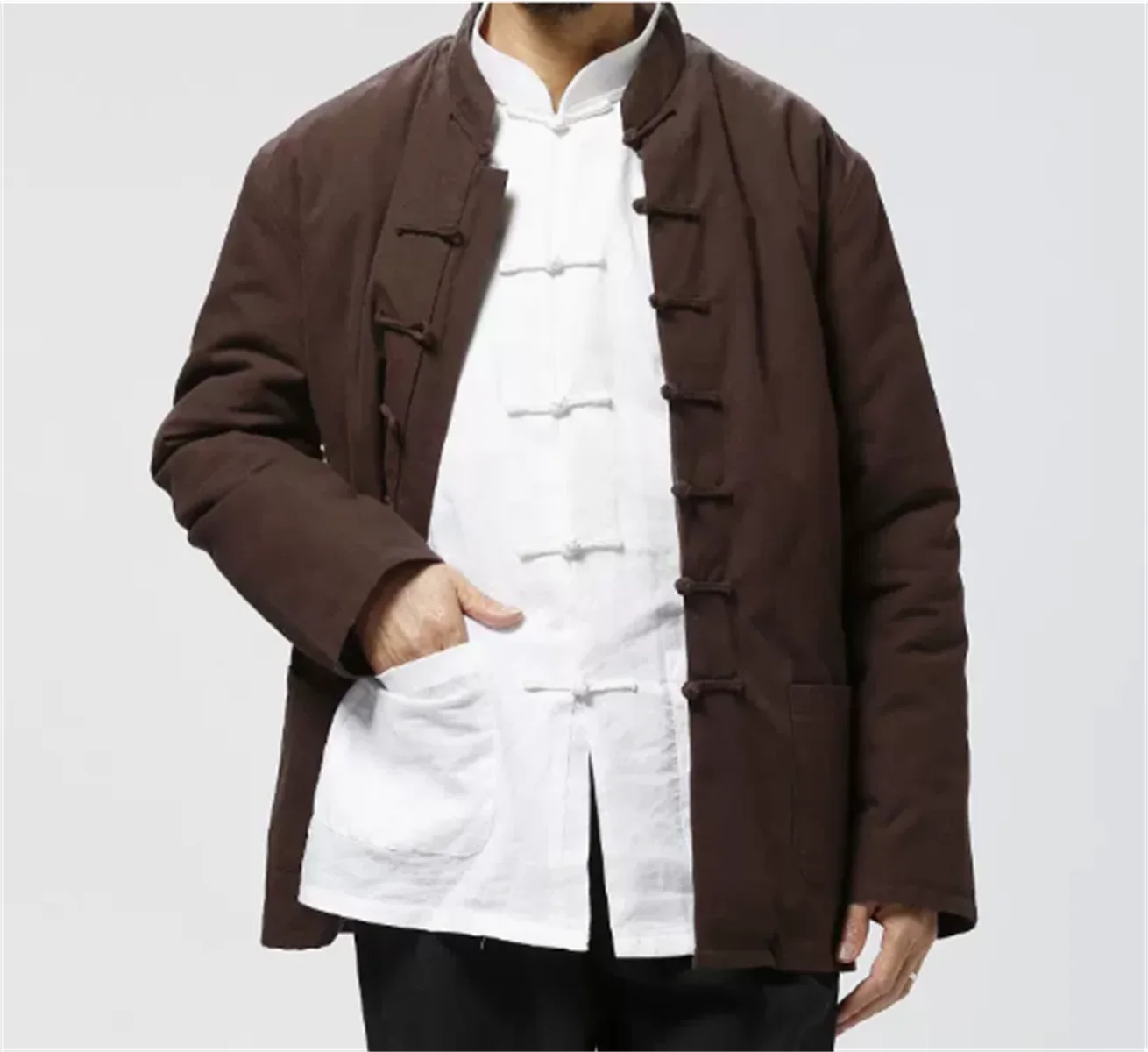 

Chinese style men's winter Tang style cotton jacket top retro jacket Chinese style standing collar cotton jacket casual