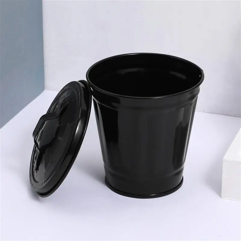  Small Compact Tabletop Garbage Can Lovely Waste Bin with Lid Mini Trash Waste Bin Desktop Wastebasket Flower Pot