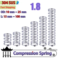 Wire Diameter 1.8 mm 304 Stainless Steel Compression Spring Shock Absorbing Return Spring Damping Pressure Spring Custom 5 Pcs