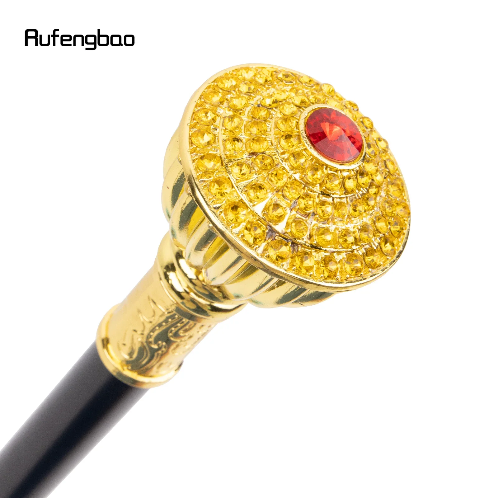 Red Artificial Diamond Golden Walking Cane Fashion decorativo Walking Stick Gentleman elegante Cosplay Cane Crosier 95.5cm