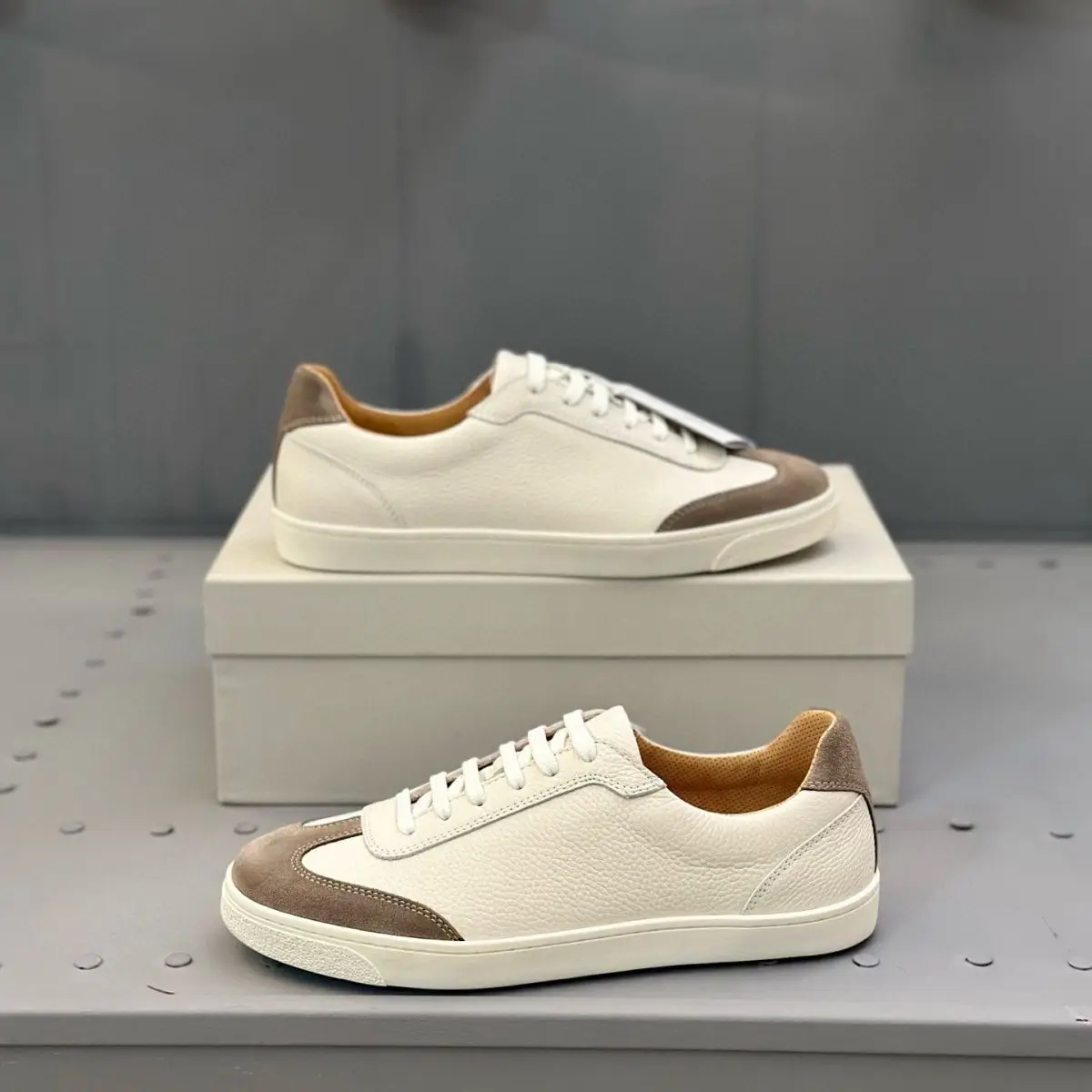 

Men's Breathable Casual Sneakers, Navy White Trendy New, Mesh & Suede Versatile Fashion, Daily Travel & Light Sports Men's Shoes