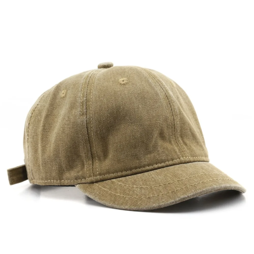 Fashion Short brim Baseball Cap Adjustable Solid Color Bucket Panama Cap Washed Cotton Snapback Cap Autumn - view 5