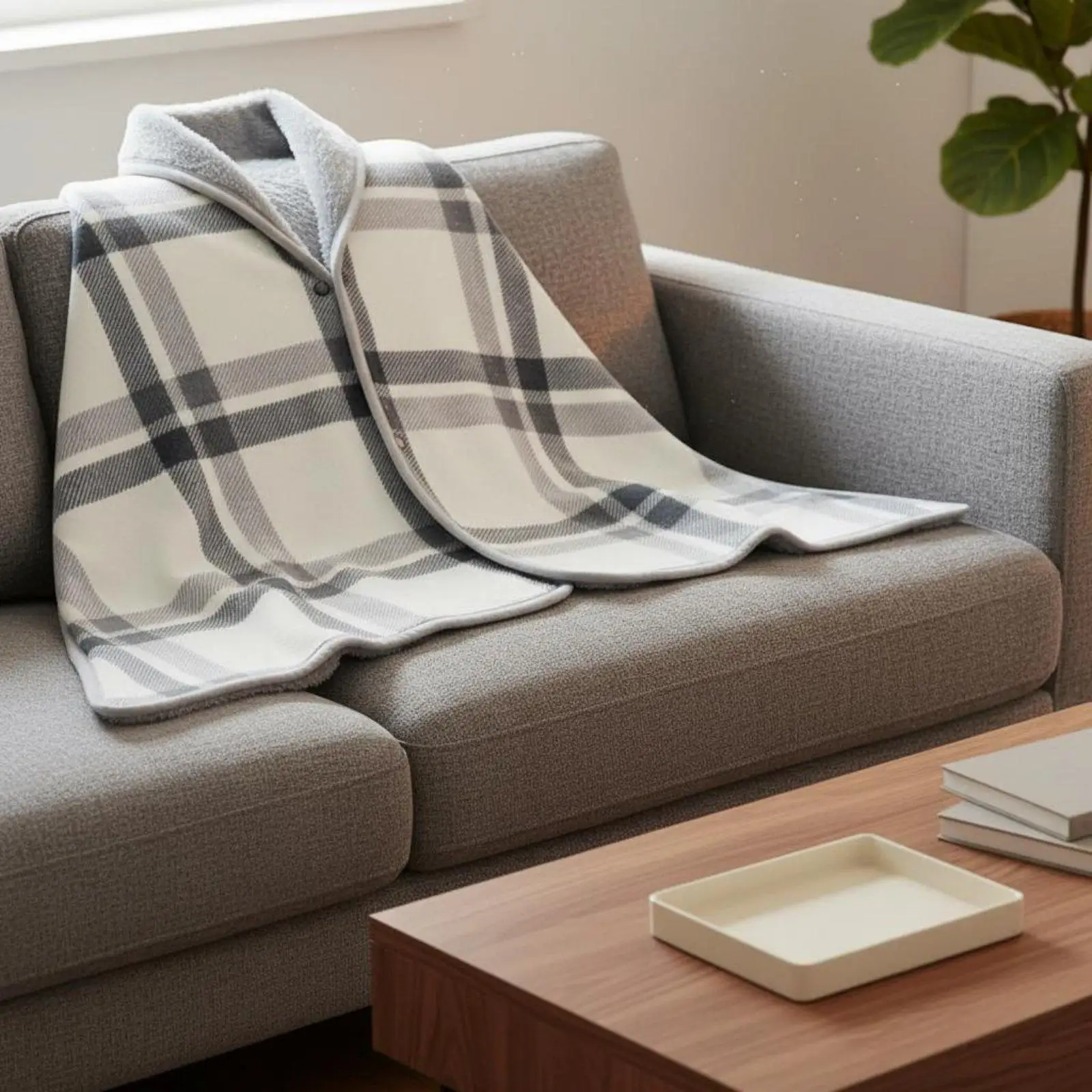 Versatile Rest Blanket Multifunctional Fleece Blanket Double-Purpose-Use Buttoned Fleece Wrap for Office Workers, Sofa