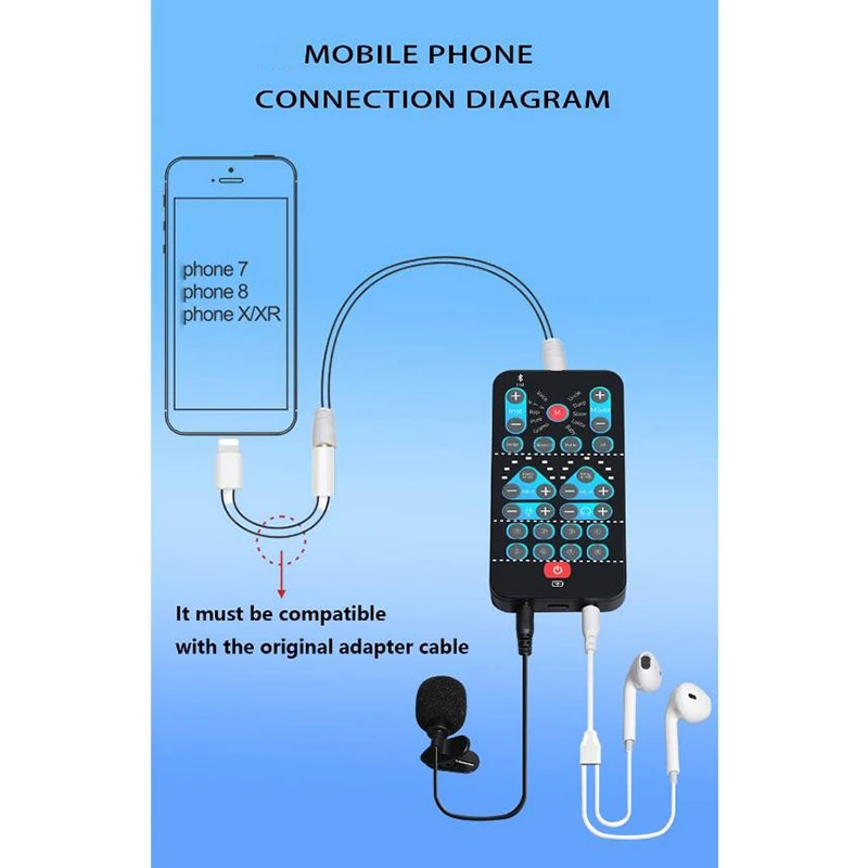 CABE-بطاقة صوت بلوتوث خارجية مع 5 أوضاع للمشهد، و8 مؤثرات صوتية، لهواتف Android، والهواتف، ومكبرات الصوت، والبث المباشر