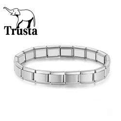Trusta 2024 New Women's Jewelry 9mm Width Itanlian Elastic Charm Bracelet Fashion Stainless Steel Bangle Top001
