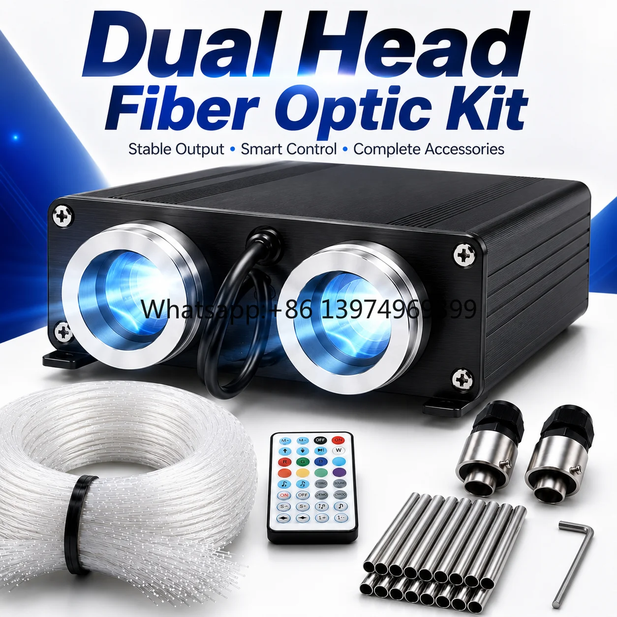 Dual Head Fiber Optic Star Ceiling Kit 25W RGBW PMMA End Glow Fiber for Bedroom Home Theater