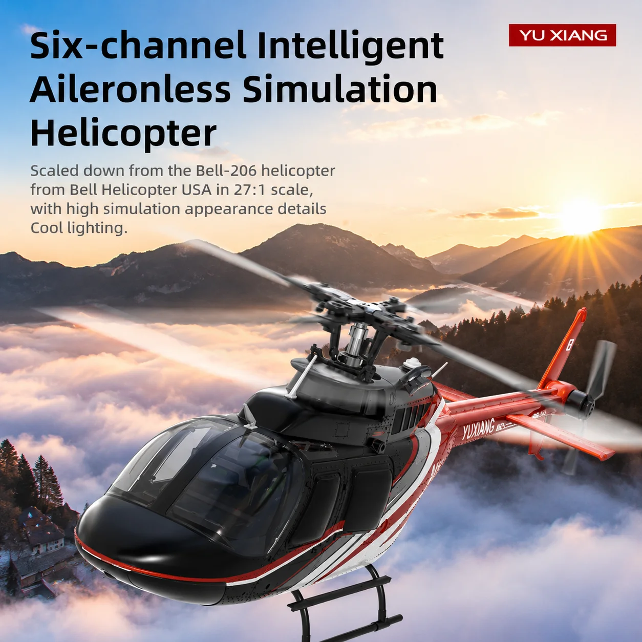 Yuxiang F08 Bell 206 & F07 UH‑1 Huey Scale RC Helicopter, Optical Flow Positioning, One‑Key Inverted Flight Simulation RC Heli M