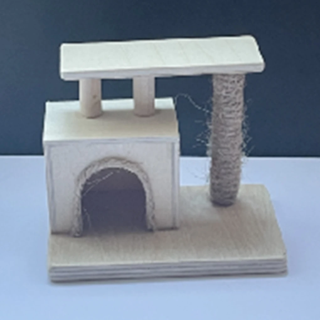 Mini House Cat Tower Creative Wonderful Beautiful Mini Cat Climbing Frame Charming Dolly House Decor Wooden Cat Tree