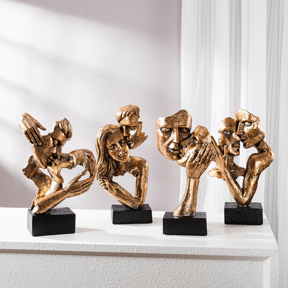 

Nordic Creative Resin Couple Ornaments INS-Style High-End Decorative Small Artistic Home Pieces for Living Room & Dining Table