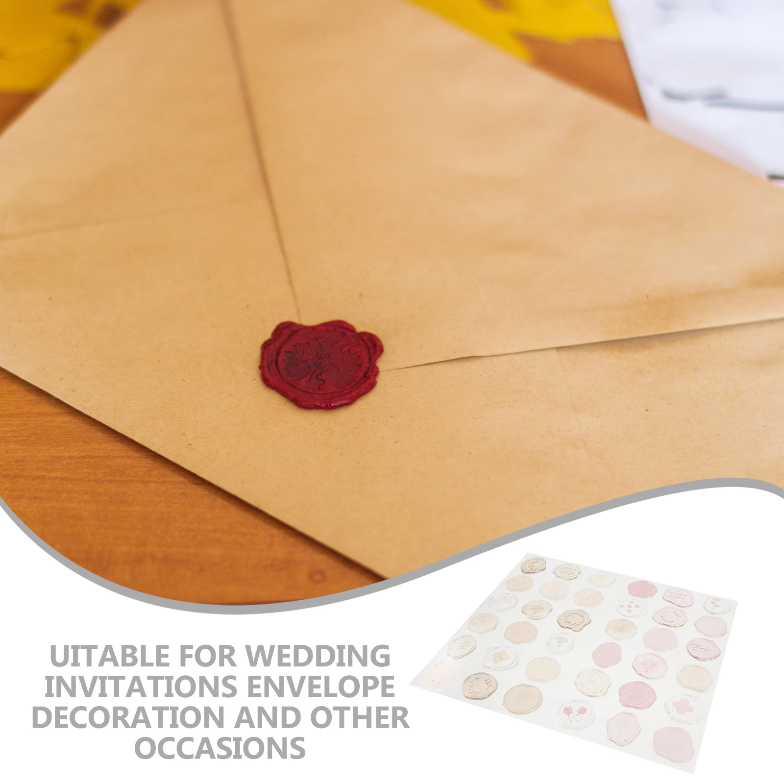 

36pcs Wax Stickers Self Lacquer Seal Adhesive Self Adhesive Stamp Seal Envelope Card Craft Book Photo Album Gift Box