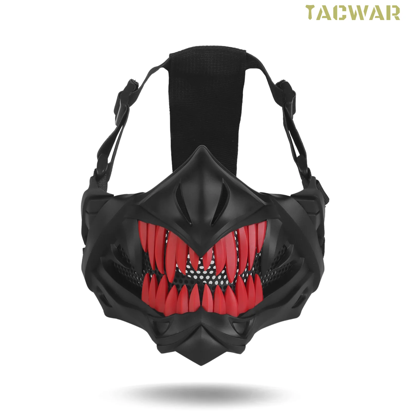 Airsoft Half Face Mask with Metal Mesh, Protective Breathable Tusk Mask Bat Mask for Tactical Shooting Halloween Cosplay
