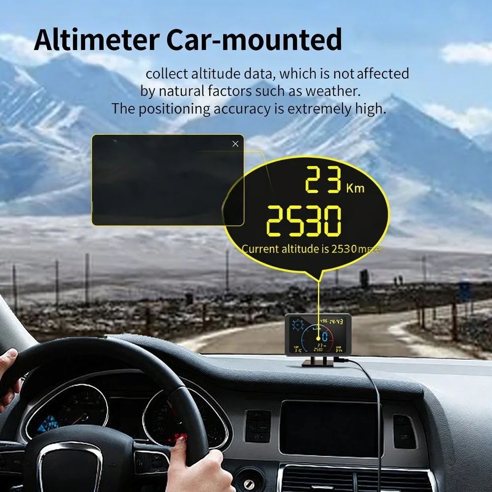 

For Windshield Display Car HUD Car Gps Speedometer With Alarm Gps Speed Display Real-Time Speed Display Humidity Monitoring
