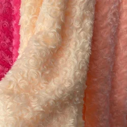 3D Flower Rose Fabric Luxury Faux Fur Material Soft Clothing Dress Pillow Plush Toy Fashion Fabric Diy Fabric Sewing Accessories