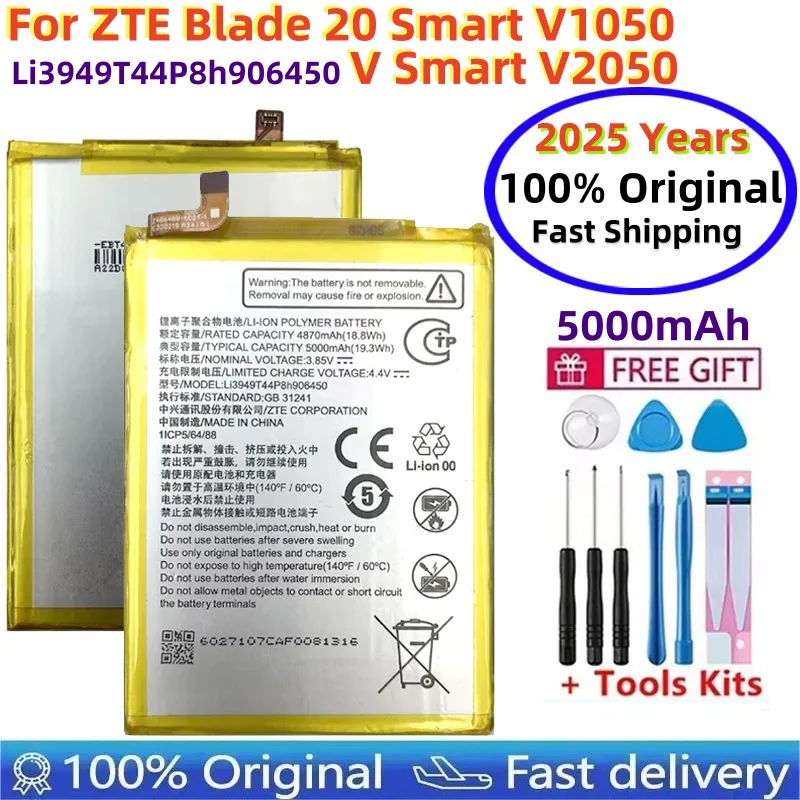 

100% Original Replacement 5000mAh Li3949T44P8h906450 For ZTE Blade 20 Smart V1050 /V Smart V2050 Mobile Phone Batteries Fast